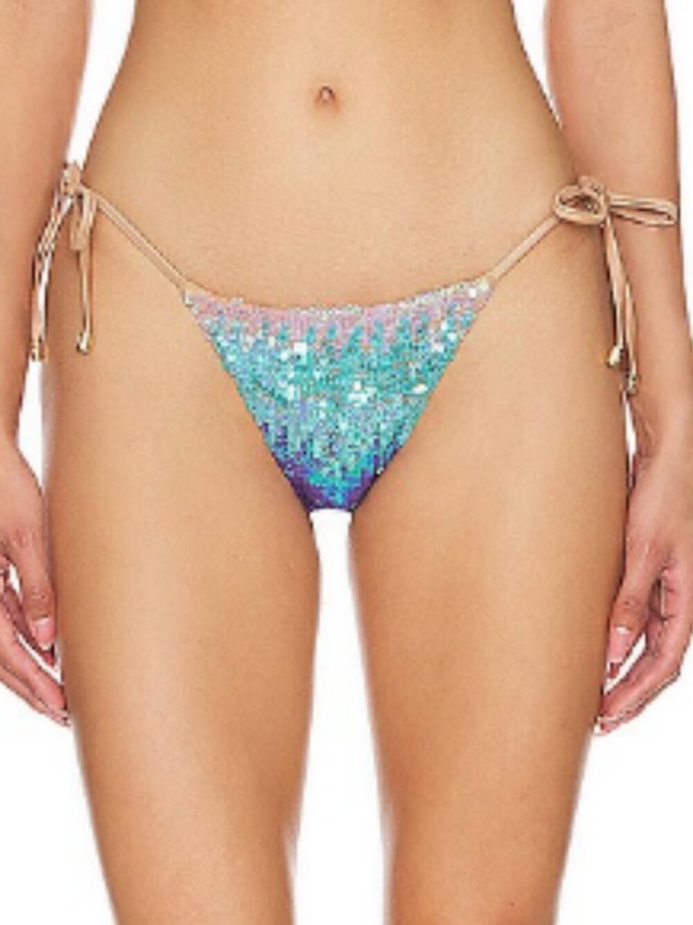NEW - BEACH BUNNY x REVOLVE - Ariel Tie Side Skimpy - MERMAID BLUE/GREEN OMBRE - Picture 12 of 12